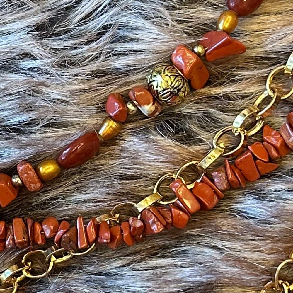 Red Jasper & Gold Set - Picture 2 of 3